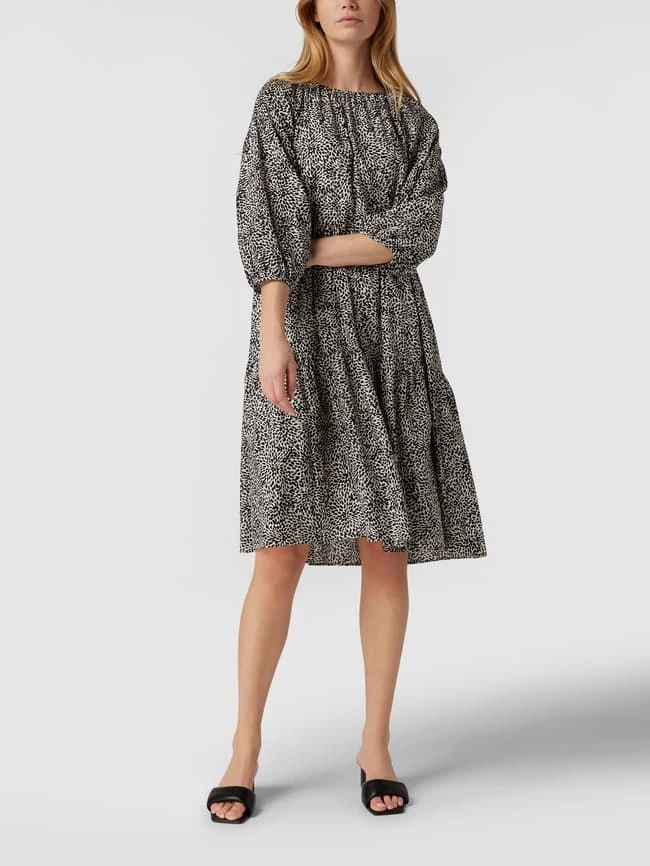 Drykorn Midikleid Mit Allover-Muster Modell 'Tiia' - Schwarz