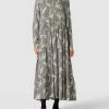 Milano Italy Maxikleid Mit Allover-Muster - Hellgrau