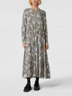 Milano Italy Maxikleid Mit Allover-Muster - Hellgrau