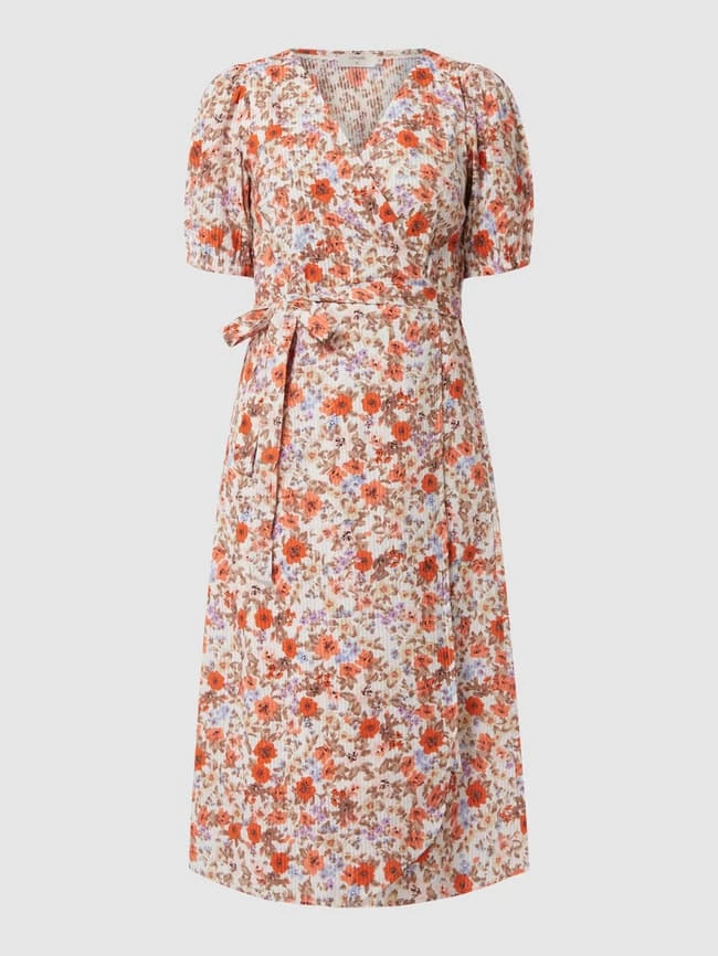 Cream Wickelkleid Mit Puffärmeln Modell 'Ceyda' - Rot – Bild 2