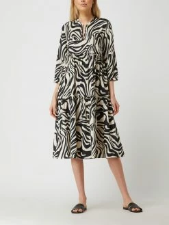 Tonno & Panna Midikleid Mit Allover-Muster Modell 'Lala' - Schwarz