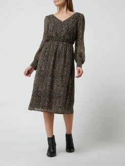 Esprit Collection Midikleid Mit Allover-Muster - Schwarz