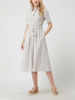 Montego Hemdblusenkleid Mit Streifenmuster - Taupe