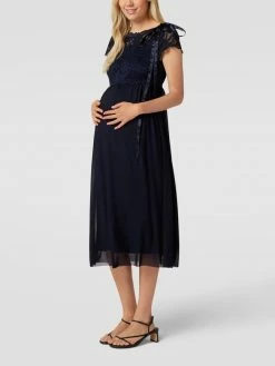Mamalicious Umstands-Kleid Mit Spitzenbesatz Modell 'MIVANA' - Marineblau