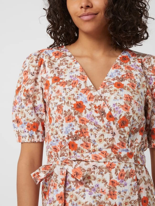 Cream Wickelkleid Mit Puffärmeln Modell 'Ceyda' - Rot – Bild 3