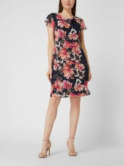 Christian Berg Cocktail Cocktailkleid Aus Chiffon Mit Floralem Muster - Marineblau