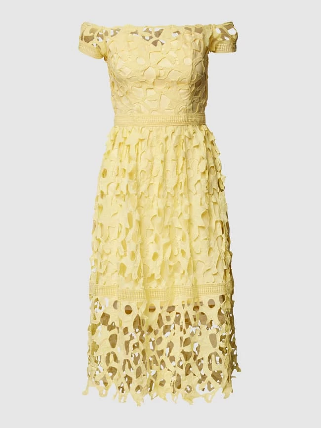 CHI CHI London Cocktailkleid Aus Floraler Häkelspitze - Gelb – Bild 2