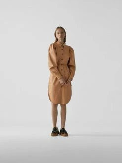 Designers Remix Blusenkleid Mit Ballonärmeln - Camel