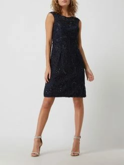 Luxuar Cocktailkleid Mit Zierborten - Marineblau