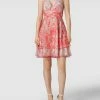 V.M. Cocktailkleid Mit Floralem Muster - Hellrot