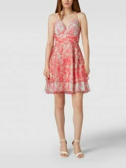 V.M. Cocktailkleid Mit Floralem Muster - Hellrot