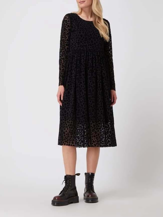 Pieces Midikleid Mit Ausbrenner-Effekt Modell 'Dyma' - Schwarz