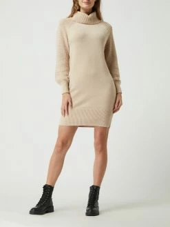 Edc By Esprit Strickkleid Mit Rollkragen - Beige