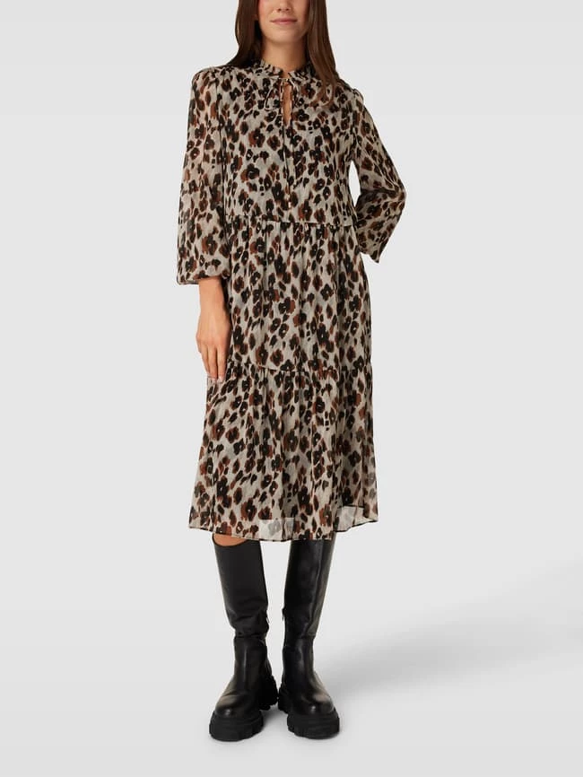 Jake*s Collection Midikleid Mit Animal-Print - Beige