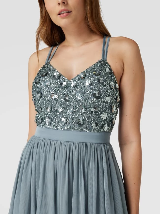 Jake*s Cocktail Abendkleid Mit Paillettenbesatz - Ozean Blau – Bild 3