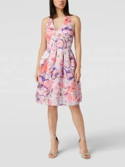V.M. Cocktailkleid In Minilänge Mit Floralem Allover-Muster - Rosé