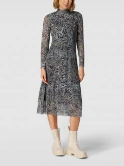 Comma Casual Identity Midikleid Mit Allover-Muster - Schwarz