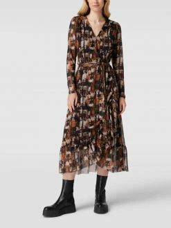 FREE/QUENT Midikleid Mit Allover-Muster Modell 'FQMeshka' - Schwarz