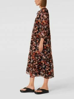 Montego Midikleid Mit Floralem Muster - Schwarz