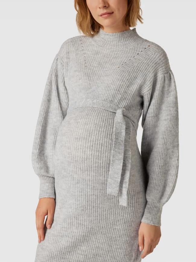 Mamalicious Umstands-Kleid Mit Taillenband Modell 'Lilly' - Hellgrau – Bild 3