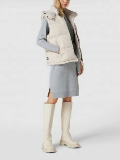 Pieces Knielanges Kleid In Strick-Optik Modell 'Cava' - Hellgrau Meliert