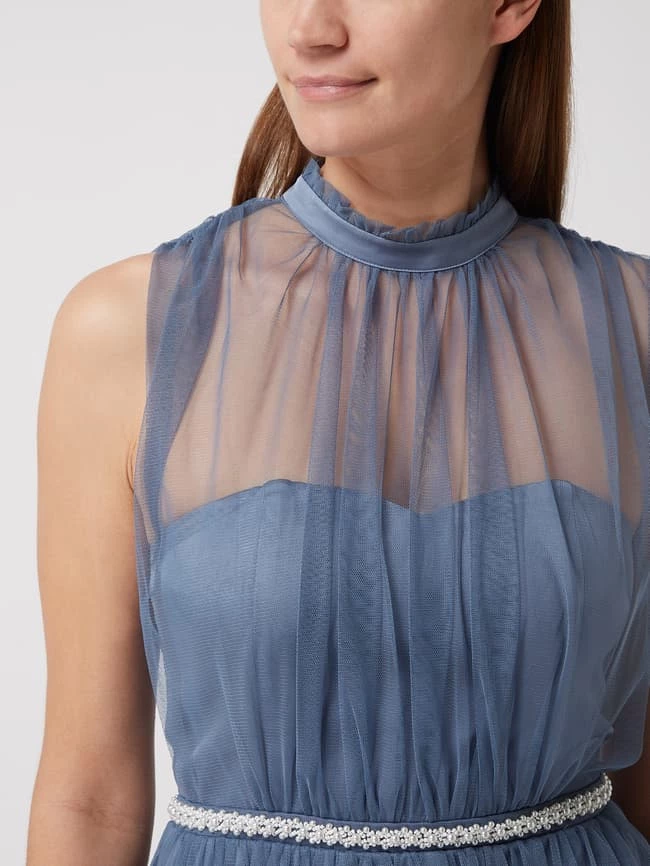 Esprit Collection Cocktailkleid Aus Tüll Mit Zierperlen - Rauchblau – Bild 3