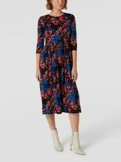 Weekend Max Mara Midikleid Mit Floralem Allover-Muster Modell 'Tremiti' - Marineblau