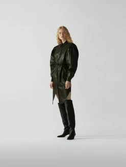 Designers Remix Blusenkleid Mit Ballonärmeln - Olivgrün